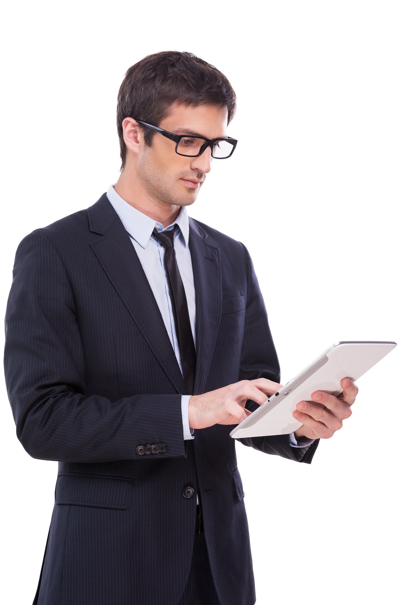 Businessman with digital tablet.